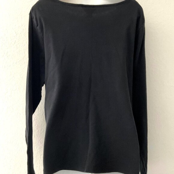 VINTAGE CJ BANKS POINSETTIA HOLIDAY CHRISTMAS T-SHIRT PLUS BLACK - Picture 5 of 8